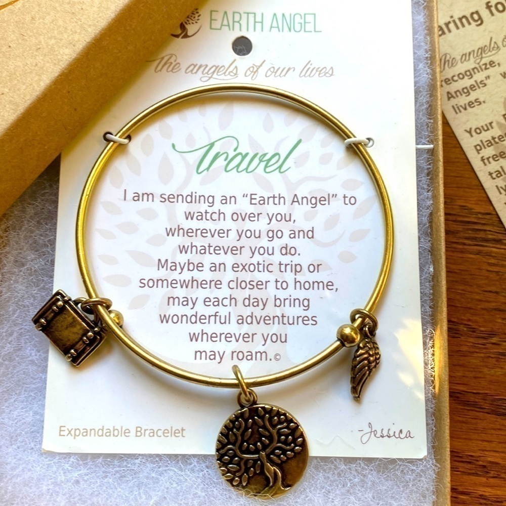 NWT Earth angel” travel” bracelet in gold colour​​​​​​​​​​​​​​​​